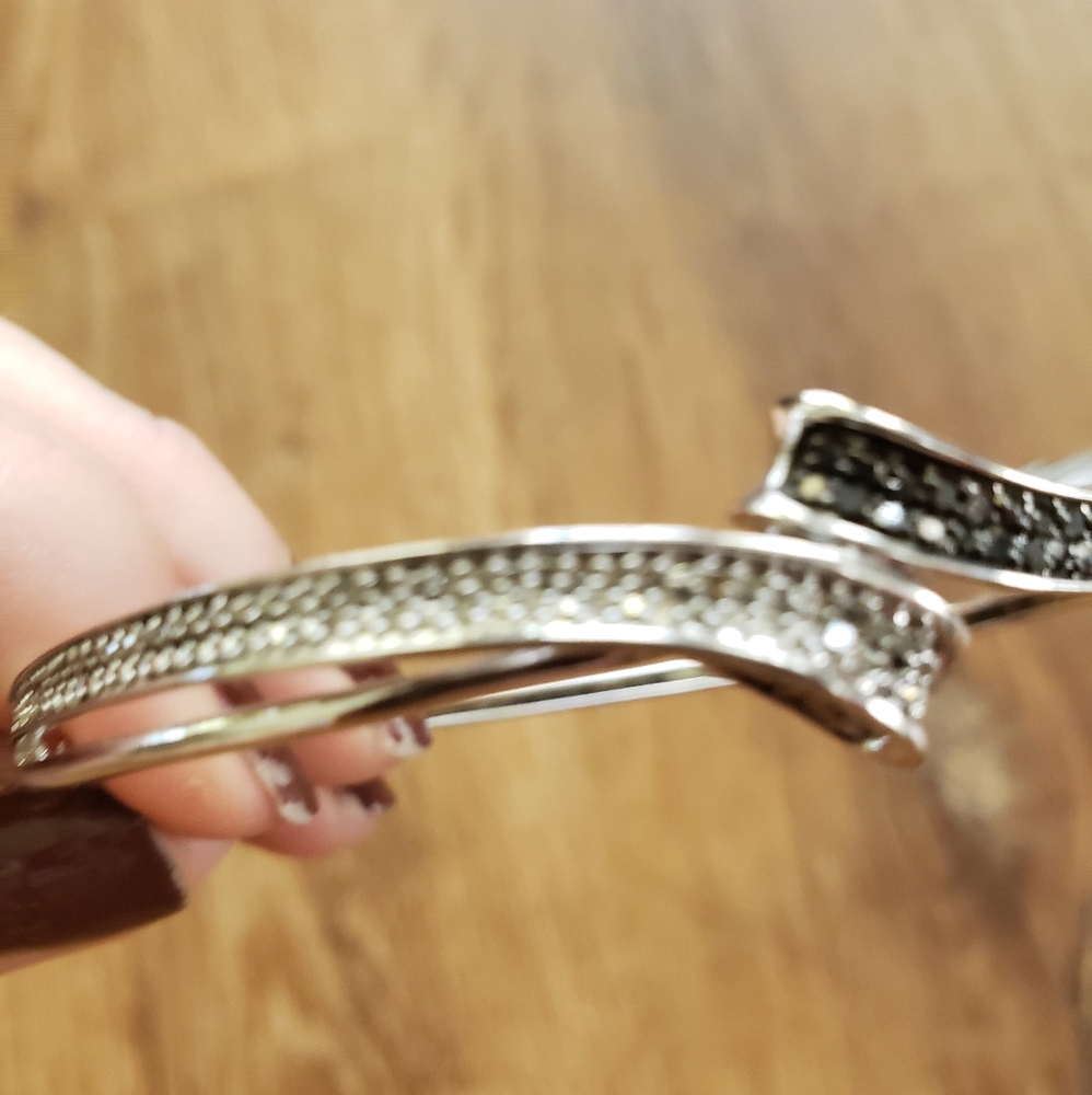 NWT Sterling Silver, Black and White Diamonds - Picture 3 of 4